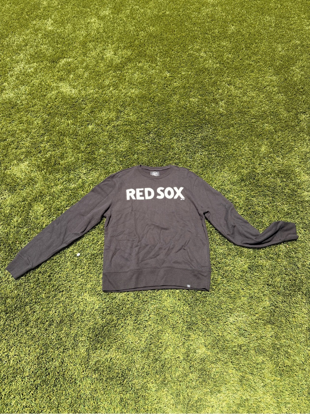 47 Brand Black Crewneck Sweatshirt with White "RED SOX" Chest Logo